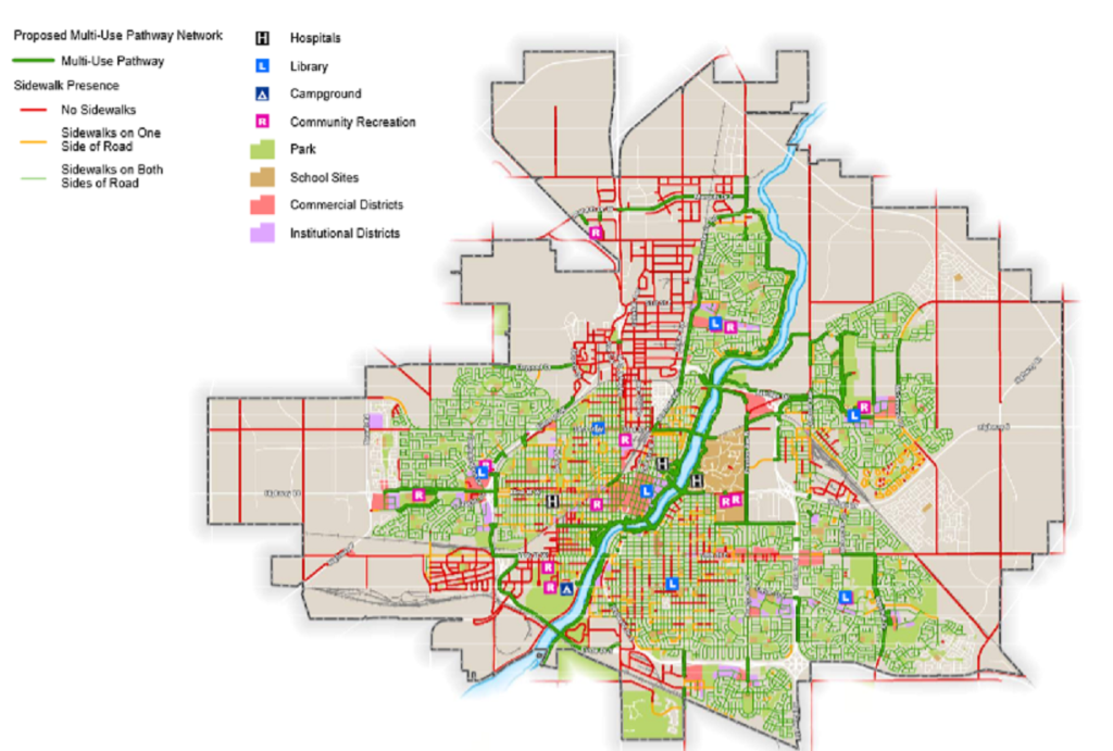 Saskatoon's existing sidewalk network.